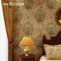 Yakino European-style wallpaper luxury 3d three-dimensional non-woven retro American big flower wallpaper living room background wall bedroom