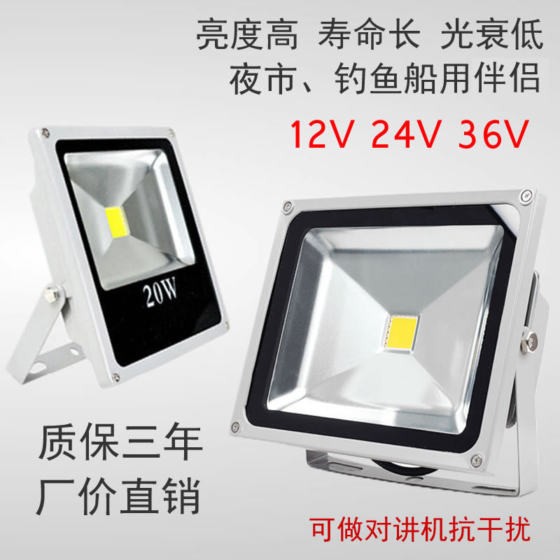 Led Floodlight Low Voltage Dc 12V24V10W20W50W Marine Battery Floodlight Outdoor Solar Waterproof