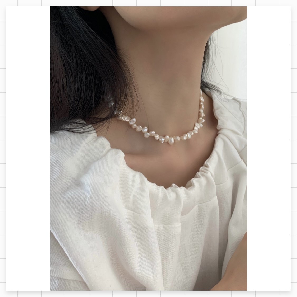IMMLS Irregular Baroque Classic Versatile French Clavicle Pearl Necklace Plated 18K Gold Popular Spot
