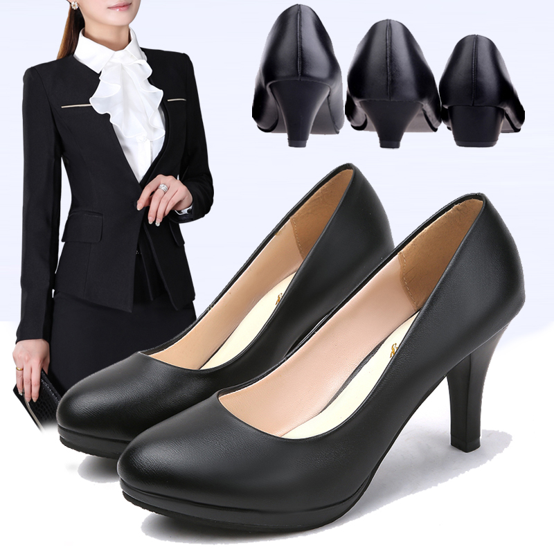 Formal gift instrument professional high heels black women's shoes 2021 summer shoes joker single shoes small leather shoes work shoes tide