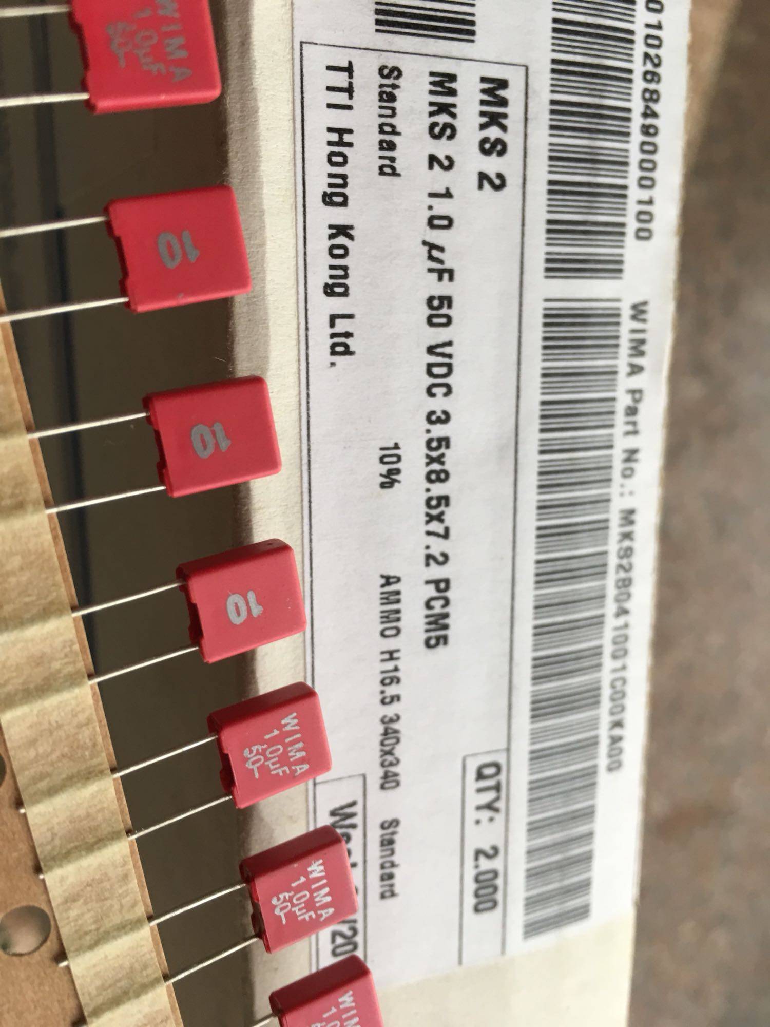 Germany WIMA Red Weima MKS2 50V 1UF 105 1 0UF fever non-polar film capacitor P5