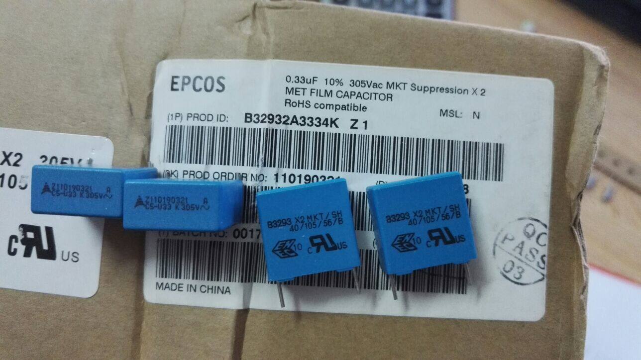 EPCOS Siemens film safety capacitor 0 33uf305v330nf334 B32932D3334K X2
