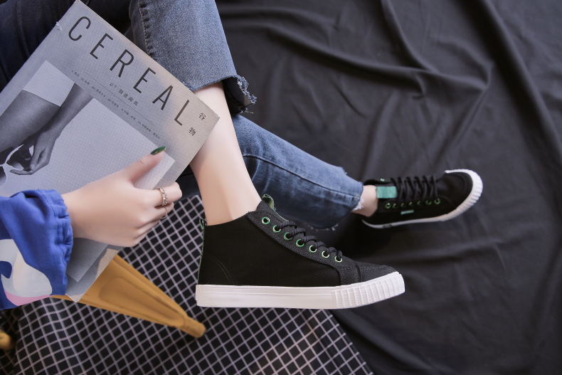 People 2019 new Giày cao gót màu đen Hàn Quốc Giày nữ Giày sinh viên Hàn Quốc Giày trắng Giày nữ - Plimsolls giầy sneaker nữ