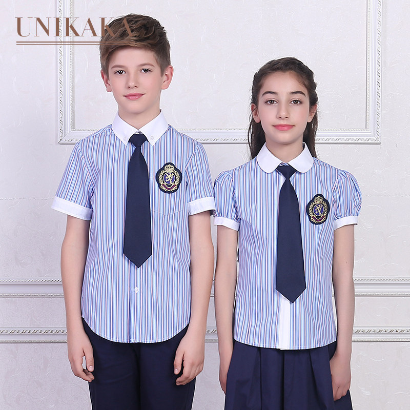 Kindergarten garden suit Summer dress Short sleeve British style Garden suit School uniform suit Primary school class suit summer shirt Graduation photo