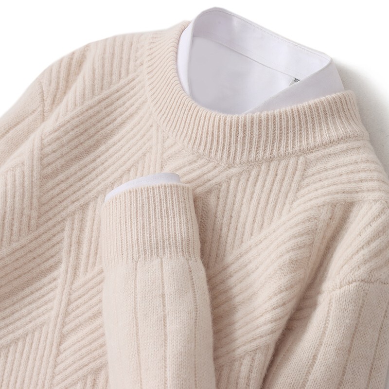 Mk100% Pure Wool Sweater Men's Half-Turtleneck Double-Ply Thickened Sweater Men's Winter Loose Knitted Cashmere Sweater Mk100% Pure Wool Sweater Men's Half-Turtleneck Double-Ply Thickened Sweater Men's Winter Loose Knitted Cashmere Sweater