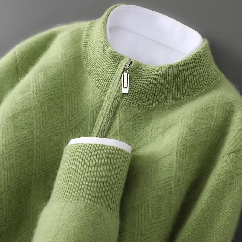 Mk Genuine 100% Wool Sweater for Men, Winter High-End Thickened Loose-Fitting Solid Color Jacquard Half-Turtleneck Men's Sweater Mk Genuine 100% Wool Sweater for Men, Winter High-End Thickened Loose-Fitting Solid Color Jacquard Half-Turtleneck Men's Sweater