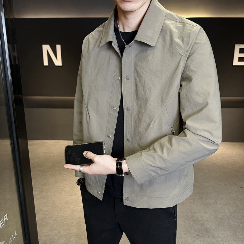 Mk Genuine Executive Jacket for Men, Spring and Autumn 2026 New High-End Fashion Versatile Men's Turn-Down Collar Top