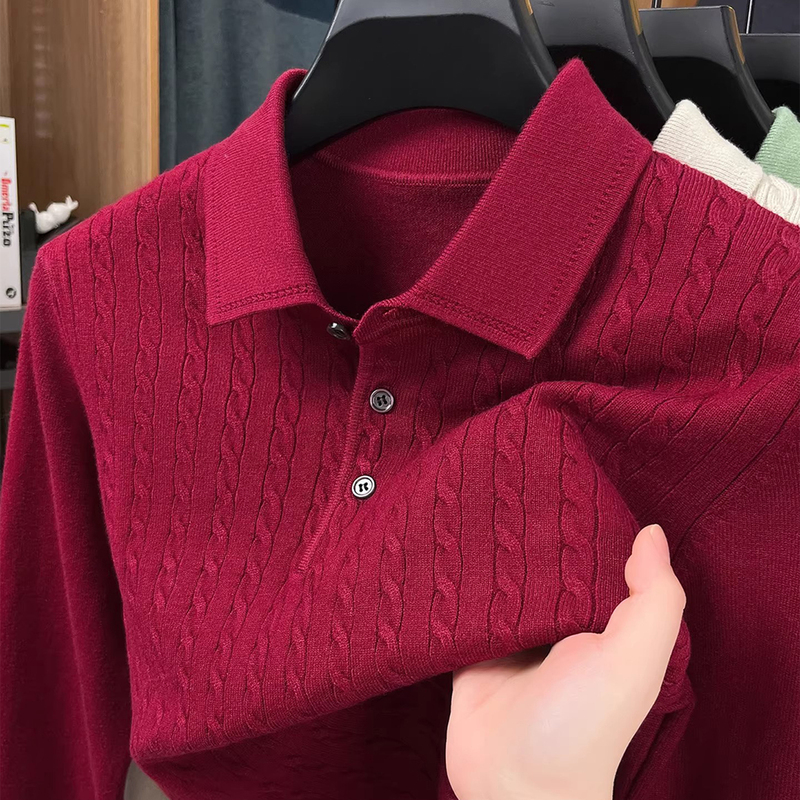 Mk Genuine Red Sweater for Men in Their Zodiac Year, Winter High-End Half-Zip Knitwear for Middle-Aged Dads, Men's Base Layer Sweater