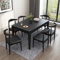 Xinfuyun Nordic household fire stone dining table and chair combination modern simple rubber solid wood table small apartment rectangular