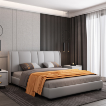 American modern minimalist light luxury soft bed Double bed Wedding bed Master bedroom small apartment Net celebrity bed 1 8 meters leather bed