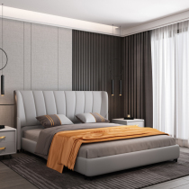 Modern simple European style light luxury net celebrity bed Double bed wedding bed Master bedroom small apartment soft bed 1 8 meters leather bed