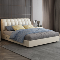 Leather bed Double bed 1 8 meters simple modern leather art bed 1 2m soft bag small apartment crib 1 35m storage bed