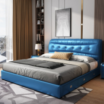 Leather bed tatami bed Modern simple small apartment double bed 1 8 meters master bedroom air pressure high box storage soft bed