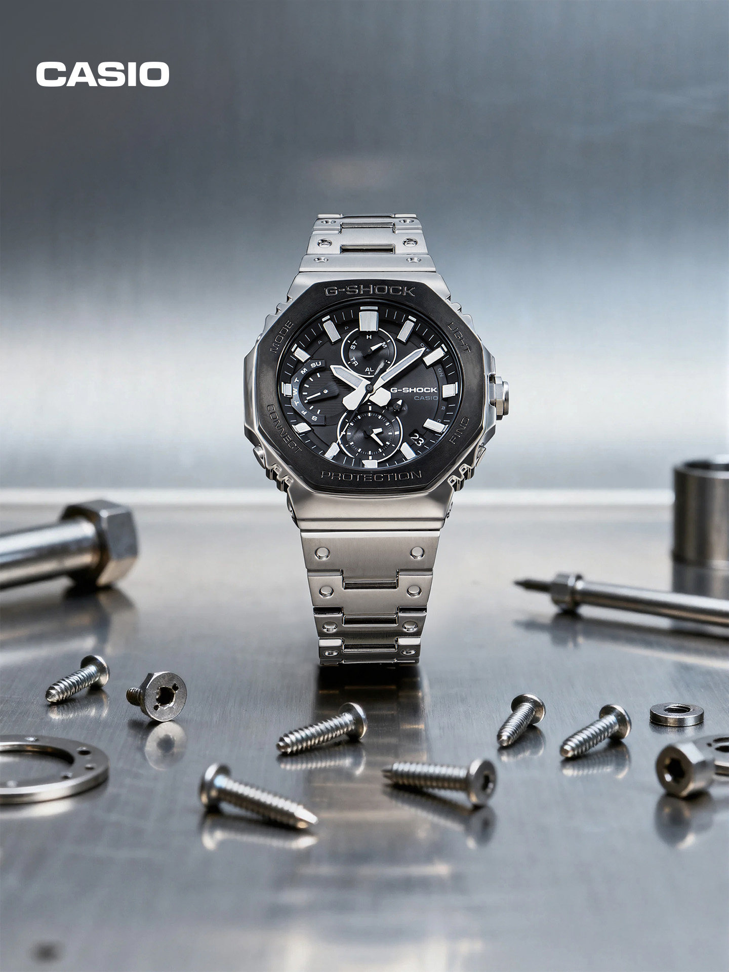 Casio Official Flagship Store B5000Bt/B2100Bt All-Metal Square Octagonal Sports Watch G-Shock