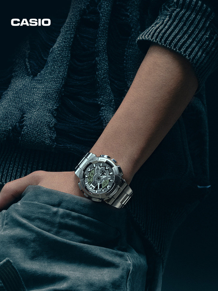 Casio Official Flagship Store Gm-110D Metal Small Steel Cannon Shockproof, Waterproof, Anti-Magnetic Digital Watch G-Shock
