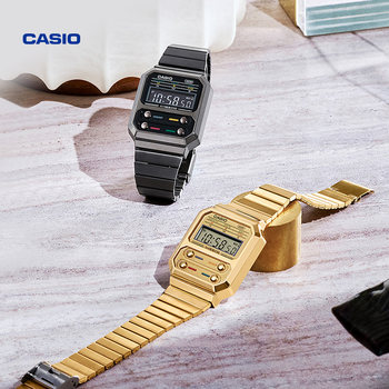 [New Year's Gift] Casio official store Retro Small Gold Watch Fashion Square Watch Men's Casio Official
