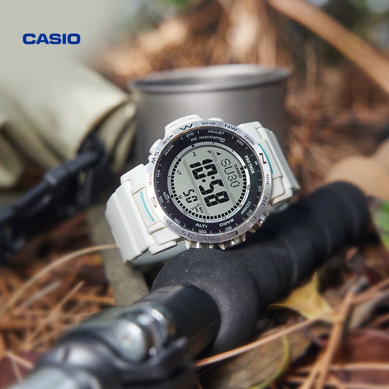 Casio Flagship Store Prw-35 Digital Display Outdoor Mountaineering Solar Radio Wave Sports Watch for Men Protrek