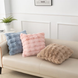 Thickened Rabbit Plush Pillow Case Scandinavian pure color Non-Core Living Room Sofa Pillow Cushion Office Backrest Waist Pillow
