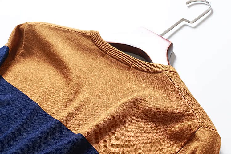 C402 cao cấp vải len Tencel cổ tròn áo len dệt kim nam Áo len mềm và bóng tròn cổ nam quần kaki nam ống đứng