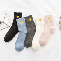 6 Double-day embroidery love socks childrens socks womens socks autumn and winter socks