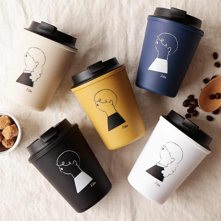 Japanese fika boy girl illustration with hand cup with cup