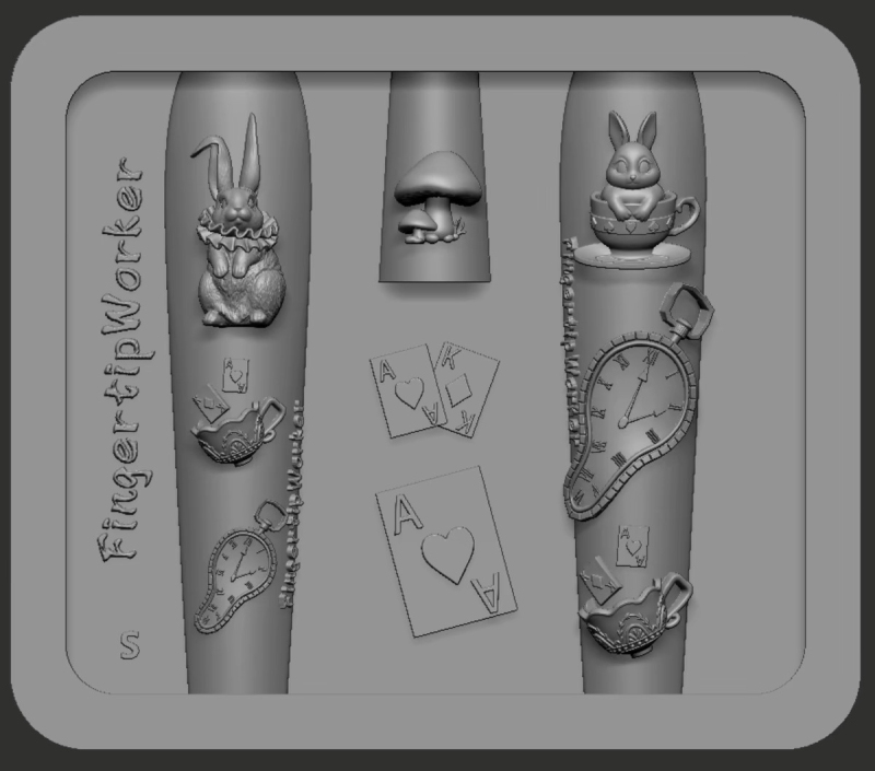 【Nail Art Mold】Fingertipworker Original Alice in Wonderland Playing Card Bunny