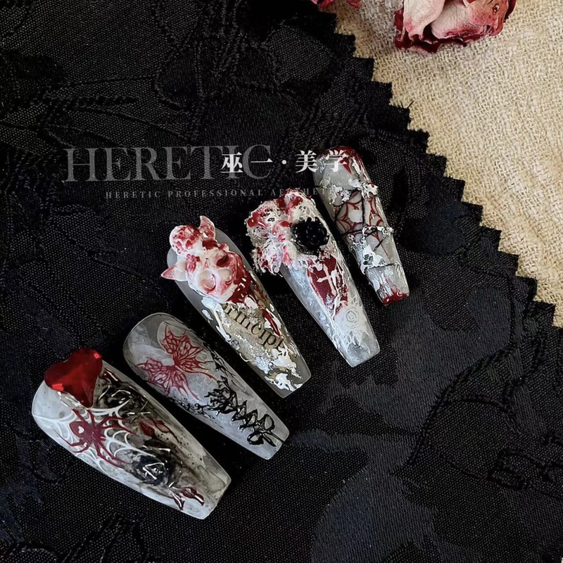 [Tomoni Authentic] Nail Art Stickers European and American Dark Devil Kiss Thin Tough Nail Stickers