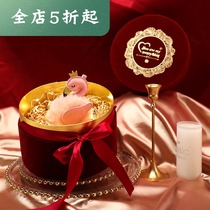 Wedding Wedding hand gift Female companion Creative ins red festive ribbon round gift practical small gift box