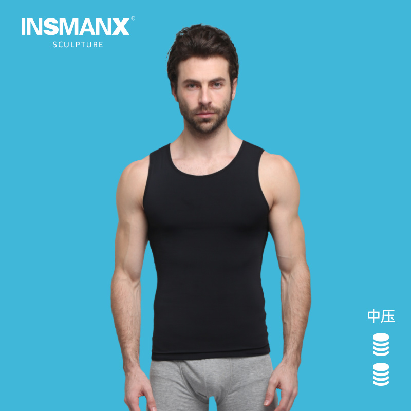 INSMANX men's shapewear chest and abdomen thickened and velvet heating clothing Autumn and winter shaping tight vest