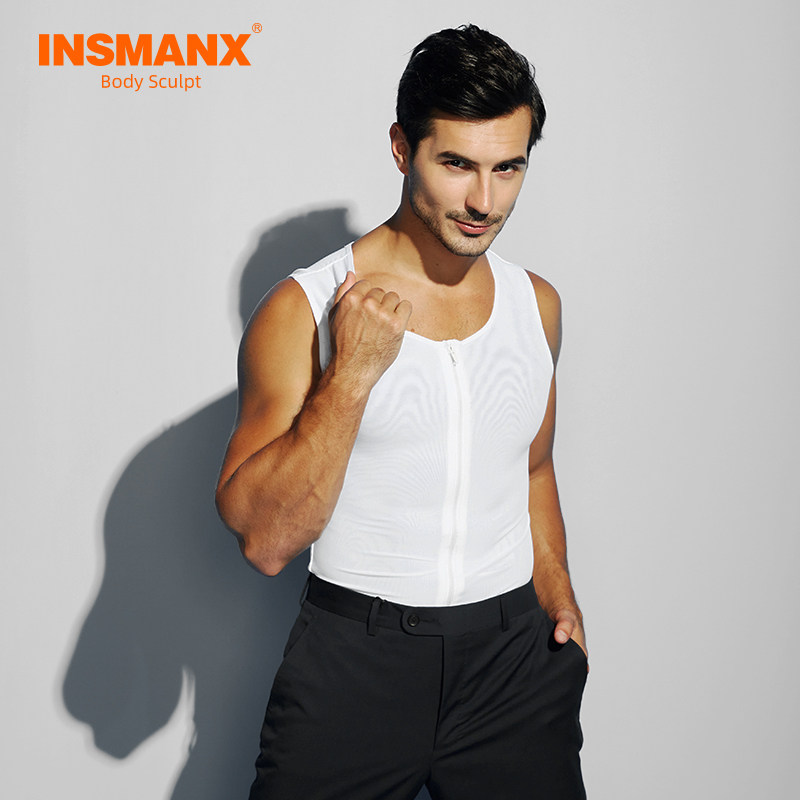 INSMANX men's shapewear zipper style chest cinching waist shaping vest tight fitting slimming underwear