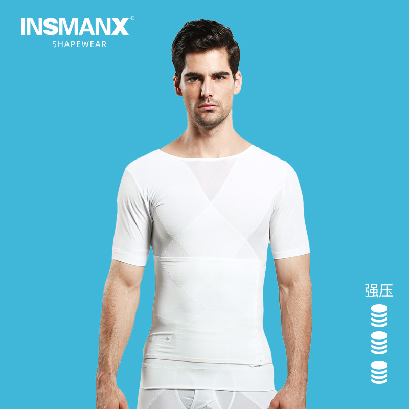 INSMANX Men's belly shapewear corset waist shaping breathable incognito short-sleeved base tight underwear