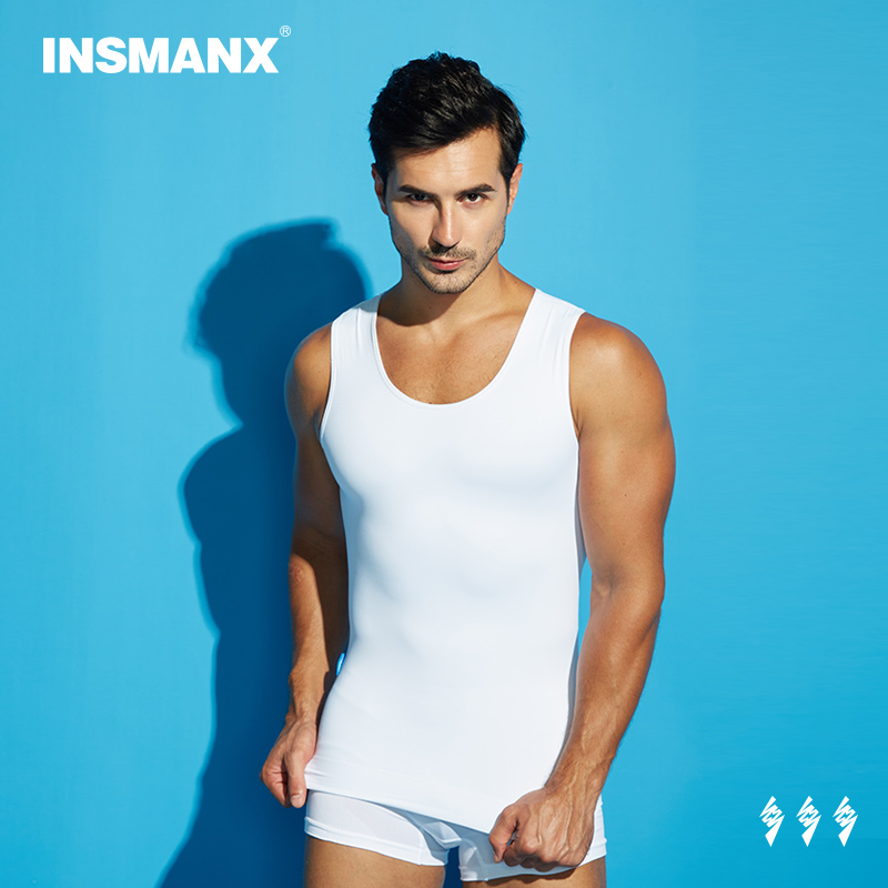 INSMANX men's body shaping shirt closure waist corset chest tight appearance thin double layer pressurized plastic underwear
