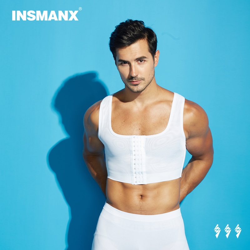 INSMANX Men's Corset Tank Top Chest Shrink Chest Plastic Breast Bandage Boys Big Chest Show Small Markless Tights Underwear