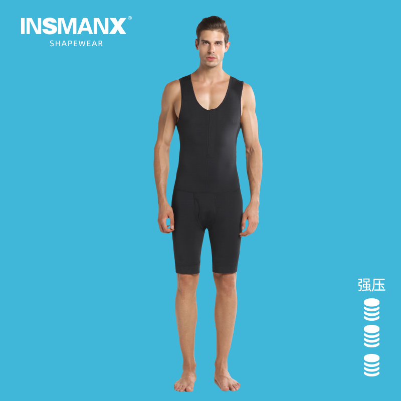 INSMANX Men's jumpsuit Shapewear Bodysuit Shapewear underwear Belly drawstring chest hip pants High elastic thin breathable