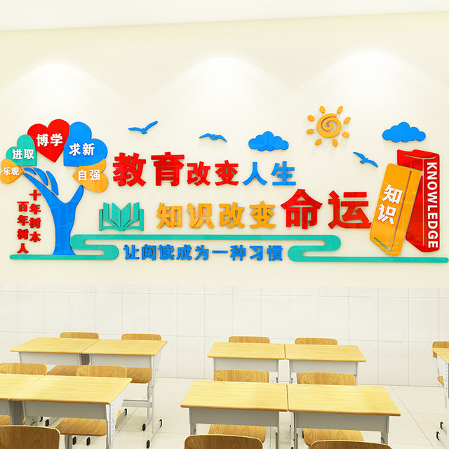 Teacher's Office Cultural Wall Decoration Tutoring Class Inspirational Slogans Wall Stickers Kindergarten Environmental Innovation Layout