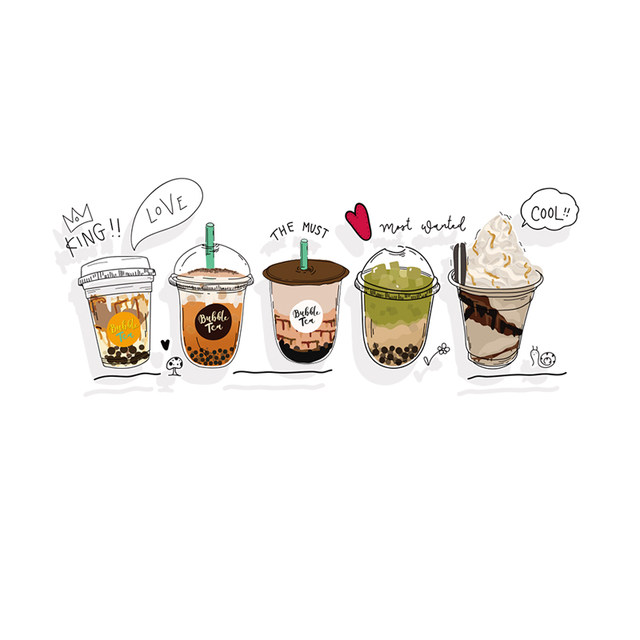 Trendy Milk Tea Shop Wall Decorations, Store Atmosphere Setup, Cake and Dessert Photo Props, Creative Wall Stickers