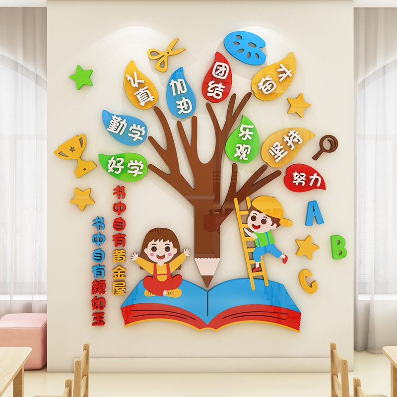 School Class Classroom Placement Primary School Students Cubism Culture Wall Background Wall Decorative Motivate Slogan Wall Stickers