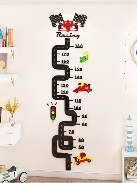 Baby and Children's Height Measurement Wall Stickers, Removable 3D Cartoon Wall Decoration, Boys' Room Layout Stickers