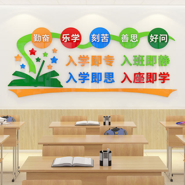 When Entering the Class, the Atmosphere Is Quiet. Classroom Decoration Artifacts, Inspirational Slogans, Elementary School Cultural Background Wall Stickers