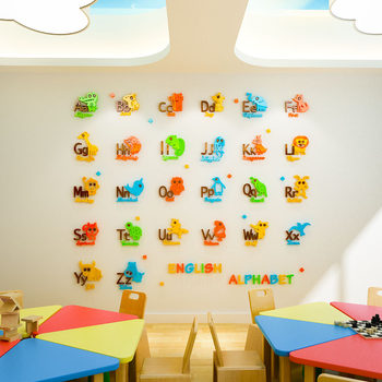 26 English Alphabet Wall Stickers for Kindergarten Early Education Wall Decoration Acrylic 3D Stereo Kidsren's Room Layout