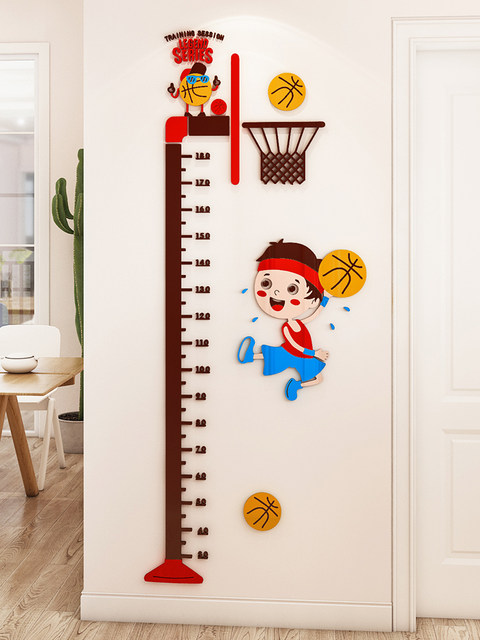Baby and Children's Height Measurement Wall Stickers, Removable 3D Cartoon Wall Decoration, Boys' Room Layout Stickers
