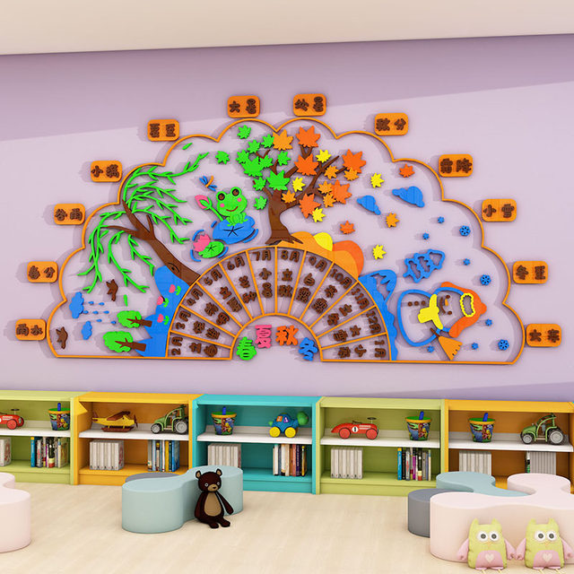 Kindergarten Twenty-Four Solar Terms Theme Cultural Wall Stickers for Spring, Summer, Autumn and Winter Classroom Corridor Wall Decoration Paintings
