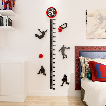Height Wall Sticker 3D Stereo Boy's Bedroom Wall Painting Children's Room Bedside Decoration Cartoon Basketball Height Measurement Sticker