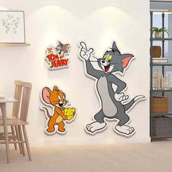 Tom and Jerry Wall Stickers for Boys' Rooms, Wall Decoration, Corner Wall Renovation, Hole Repair, and Ugly-Covering Magic Tool