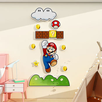 Super Mario Wall Decoration Children's Room Layout Bedroom Bedside Background Wall Three-Dimensional Wall Stickers