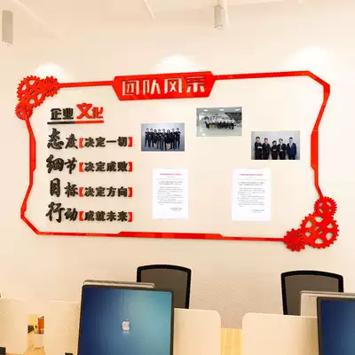 Team corporate culture wall slogan company conference office wall decoration team style bulletin board 3d three-dimensional