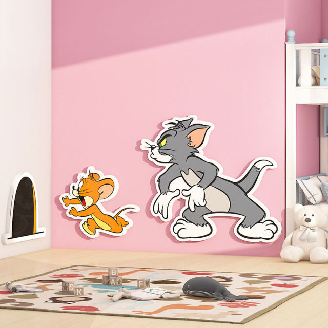 Tom and Jerry wall stickers for boys and girls room layout wall decoration corner wall modification hole patching artifact