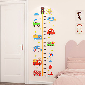Children's Height Stickers 3D Cartoon Car Height Measuring Ruler Boy's Room Layout Wall Decoration Bedside Wall Stickers