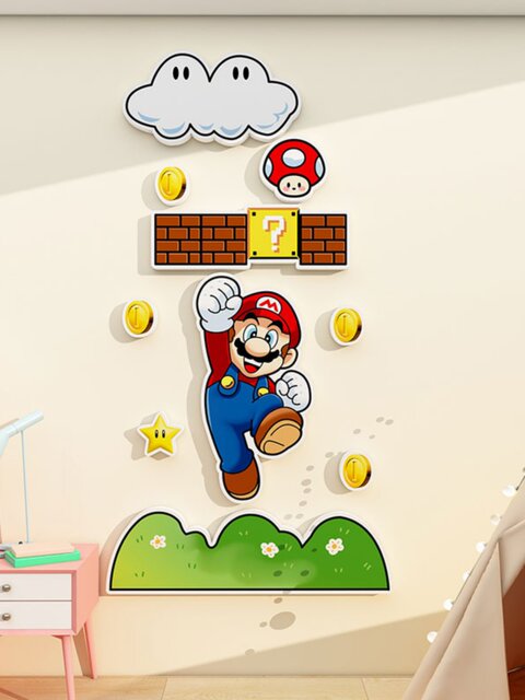 Super Mario Wall Decoration Children's Room Layout Bedroom Bedside Background Wall Three-Dimensional Wall Stickers