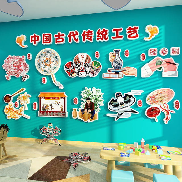 Intangible Cultural Heritage Wall Stickers, Ancient Traditional Crafts, Kindergarten Environmental Creation Materials, Theme Wall Finished Products, Corridor Wall Decoration